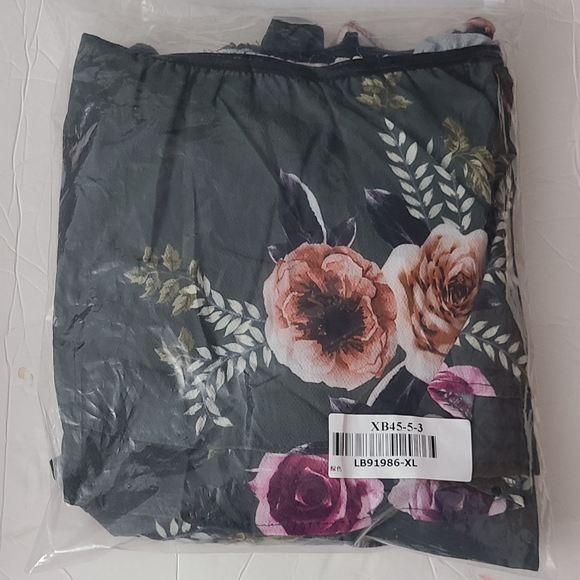 Nip off shoulder floral chiffon romper jumpsuit XL - Picture 9 of 9